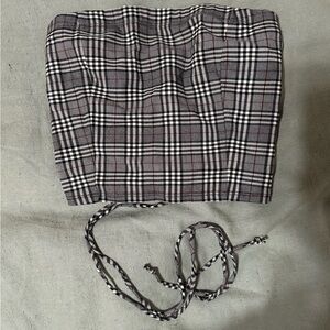 PLAID TIE BACK TUBE TOP